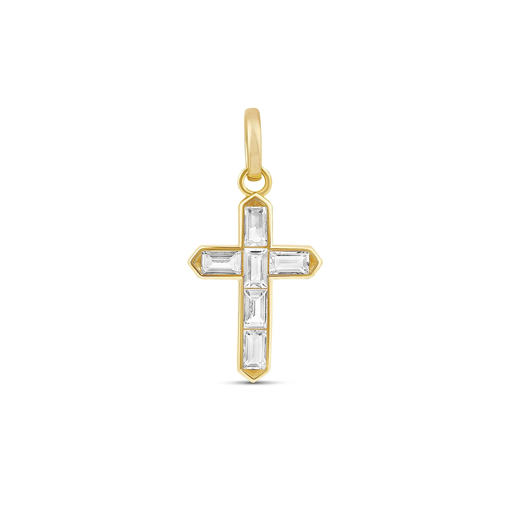 Iced Baguette Cross Charm